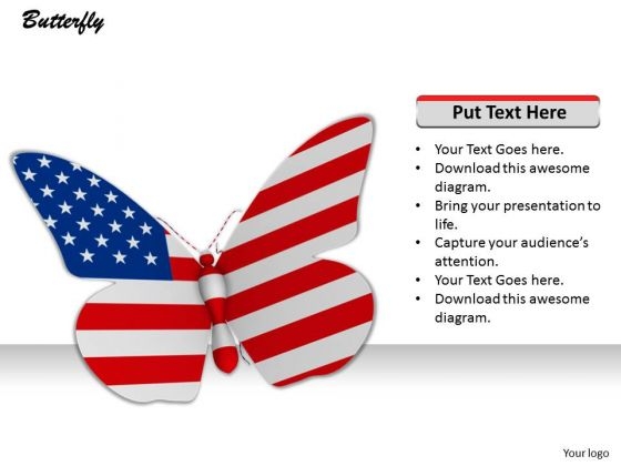 Stock Photo American Butterfly On White Background PowerPoint Slide Stock Photo American Butterfly On White Background PowerPoint Slide