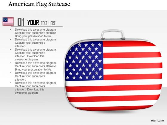Stock Photo American Flag Suitcase PowerPoint Slide