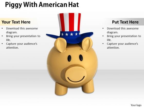 Stock Photo American Hat On Piggy Bank PowerPoint Slide
