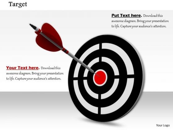 Stock Photo Arrow Hits On Bulls Eye Target Concept PowerPoint Slide Stock Photo Arrow Hits On Bulls Eye Target Concept PowerPoint Slide
