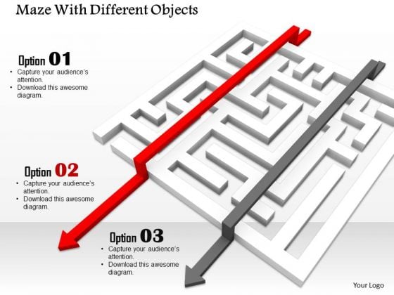 Stock Photo Arrows Jumping Over The Maze PowerPoint Slide Stock Photo Arrows Jumping Over The Maze PowerPoint Slide