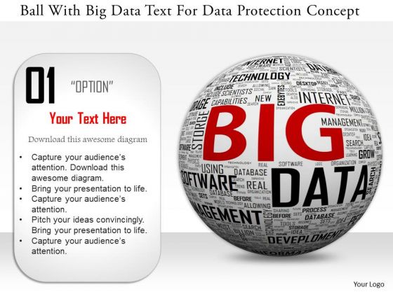 Stock Photo Ball With Big Data Text For Data Protection Concept PowerPoint Slide Stock Photo Ball With Big Data Text For Data Protection Concept PowerPoint Slide