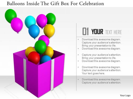 Stock Photo Balloons Inside The Gift Box Fo Celebration PowerPoint Slide