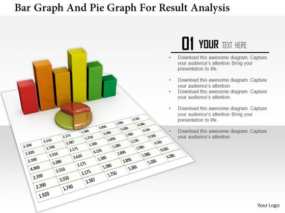 Stock Photo Bar Graph And Pie Graph For Result Analysis PowerPoint Slide