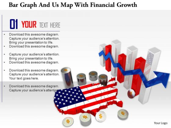 Stock Photo Bar Graph And Us Map With Financial Growth PowerPoint Slide Stock Photo Bar Graph And Us Map With Financial Growth PowerPoint Slide