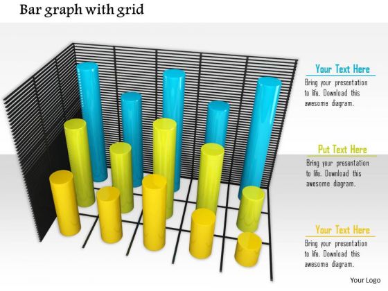 Stock Photo Bar Graph With Grid PowerPoint Slide