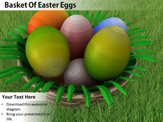 Stock Photo Basket Full With Easter Eggs PowerPoint Slide Stock Photo Basket Full With Easter Eggs PowerPoint Slide