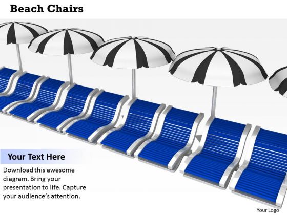 Stock Photo Beach Chairs With Umbrellas PowerPoint Slide