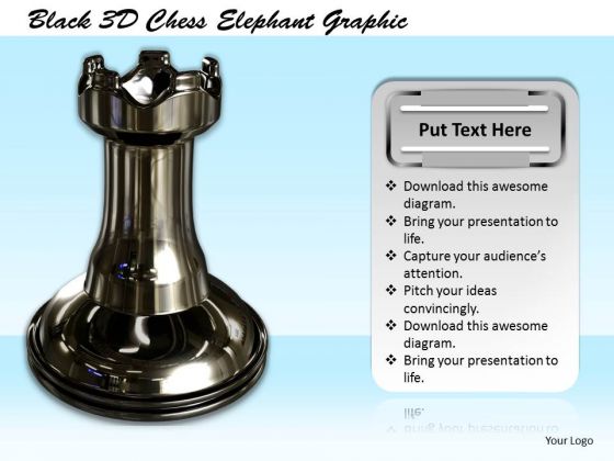Stock Photo Black 3d Chess Elephant Graphic PowerPoint Template