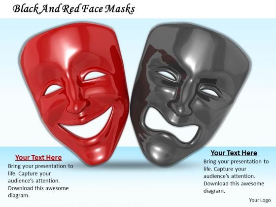 Stock Photo Black And Red Face Masks PowerPoint Template Stock Photo Black And Red Face Masks PowerPoint Template