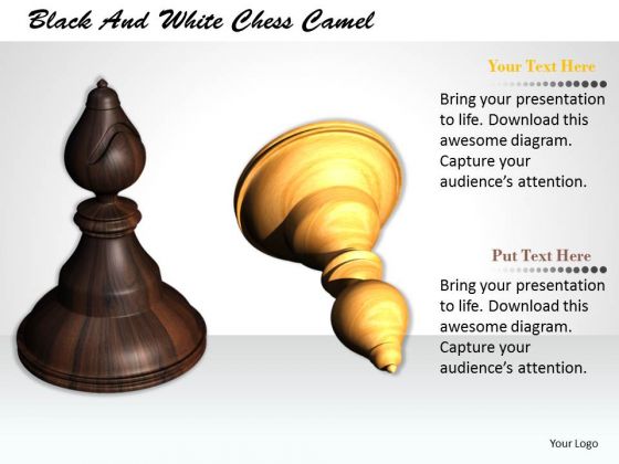 Stock Photo Black And White Chess Camel PowerPoint Template Stock Photo Black And White Chess Camel PowerPoint Template