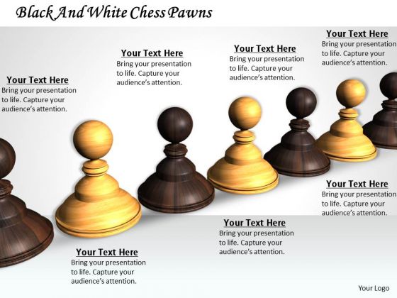 Stock Photo Black And White Chess Pawns PowerPoint Template