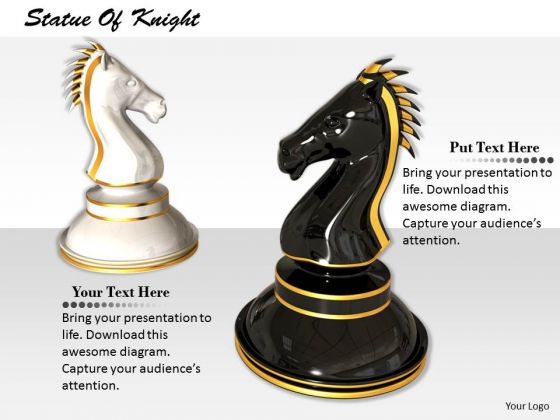Stock Photo Black And White Knight Of Chess PowerPoint Slide Stock Photo Black And White Knight Of Chess PowerPoint Slide