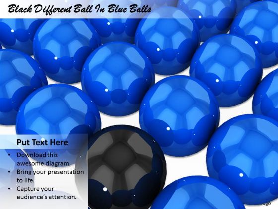 Stock Photo Black Different Ball In Blue Balls Ppt Template