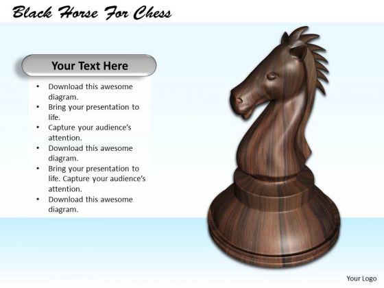 Stock Photo Black Horse For Chess PowerPoint Template