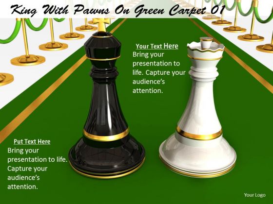 Stock Photo Black King With White Queen On Green Carpet PowerPoint Slide Stock Photo Black King With White Queen On Green Carpet PowerPoint Slide