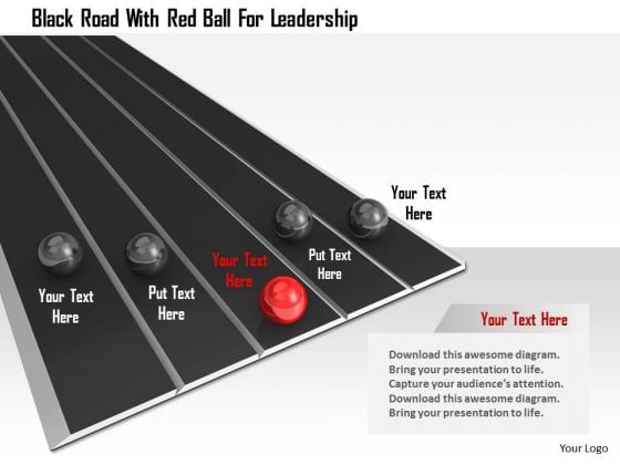 Stock Photo Black Road With Red Ball For Leadership PowerPoint Slide