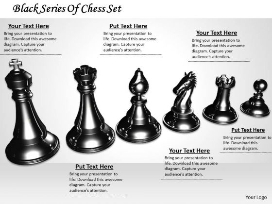 Stock Photo Black Series Of Chess Set PowerPoint Template Stock Photo Black Series Of Chess Set PowerPoint Template