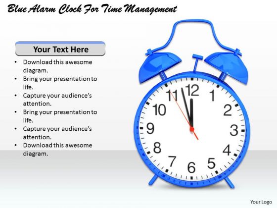 Stock Photo Blue Alarm Clock For Time Management PowerPoint Template Stock Photo Blue Alarm Clock For Time Management PowerPoint Template