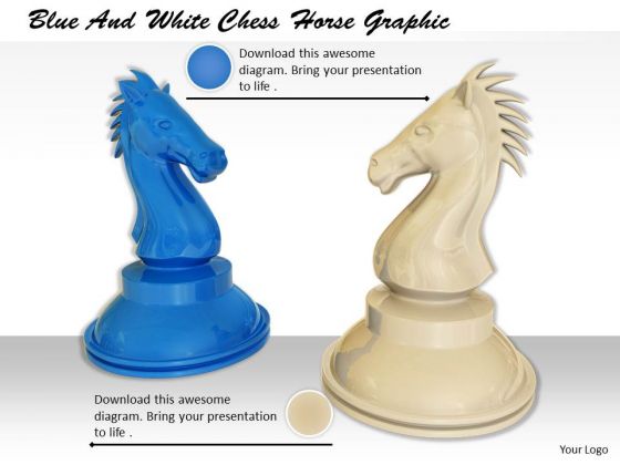 Stock Photo Blue And White Chess Horse Graphic PowerPoint Template Stock Photo Blue And White Chess Horse Graphic PowerPoint Template