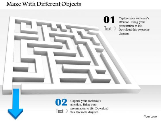 Stock Photo Blue Arrow Indicating Way Out From Maze PowerPoint Slide Stock Photo Blue Arrow Indicating Way Out From Maze PowerPoint Slide