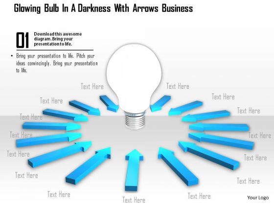 Stock Photo Blue Arrows Around Light Bulb PowerPoint Slide Stock Photo Blue Arrows Around Light Bulb PowerPoint Slide