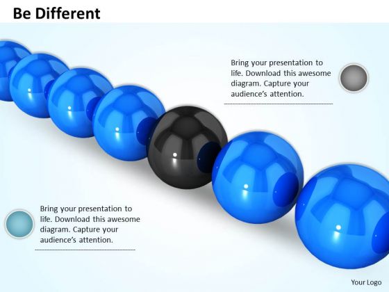 Stock Photo Blue Balls With One Black In Middle For Leadership PowerPoint Slide Stock Photo Blue Balls With One Black In Middle For Leadership PowerPoint Slide