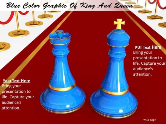 Stock Photo Blue Color Graphic Of King And Queen PowerPoint Template