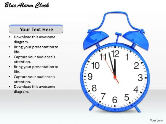 Stock Photo Blue Colored Alarm Clock For Time Management PowerPoint Slide