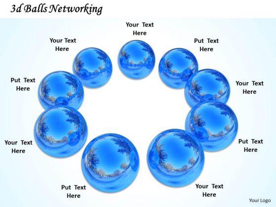 Stock Photo Blue Crystal Balls In Circle Teamwork PowerPoint Slide