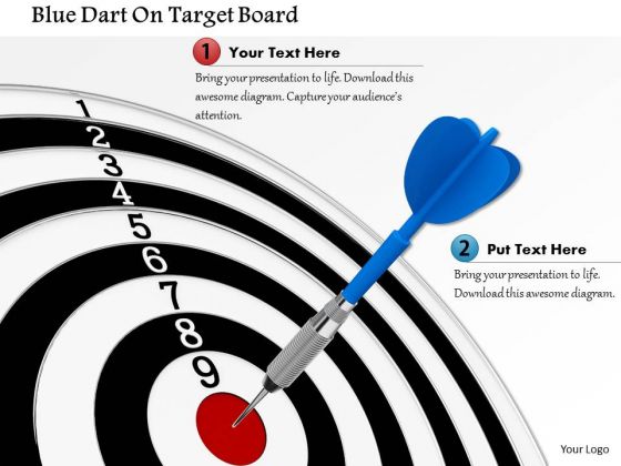 Stock Photo Blue Dart On Target Board PowerPoint Slide Stock Photo Blue Dart On Target Board PowerPoint Slide
