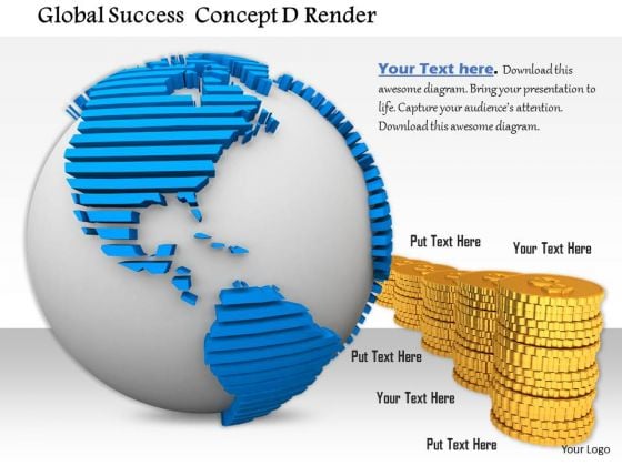 Stock Photo Blue Globe With Golden Dollar Coins PowerPoint Slide Stock Photo Blue Globe With Golden Dollar Coins PowerPoint Slide