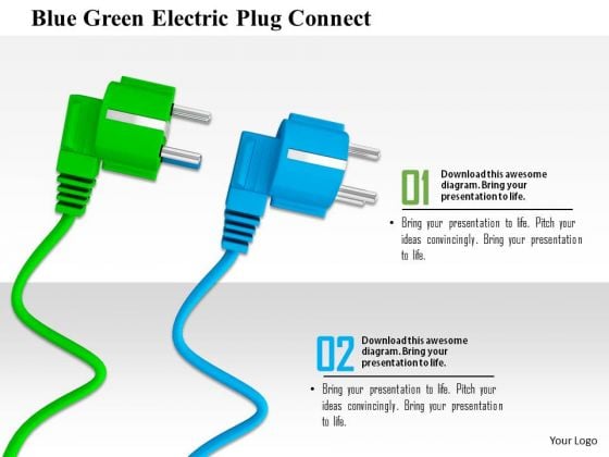 Stock Photo Blue Green Electric Plug Connect PowerPoint Slide Stock Photo Blue Green Electric Plug Connect PowerPoint Slide