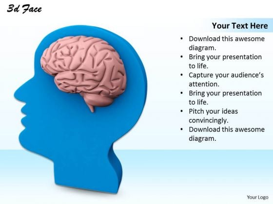 Stock Photo Blue Human Face With Brain PowerPoint Slide Stock Photo Blue Human Face With Brain PowerPoint Slide