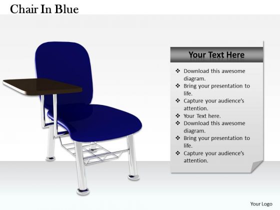 Stock Photo Blue Office Chair On White Background PowerPoint Slide