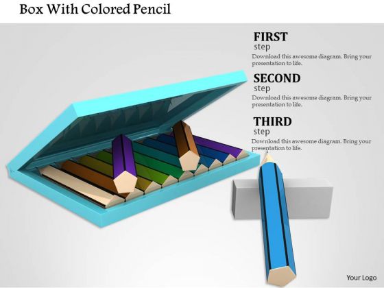 Stock Photo Box With Colored Pencil PowerPoint Slide Stock Photo Box With Colored Pencil PowerPoint Slide