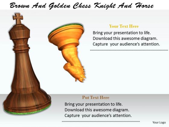 Stock Photo Brown And Golden Chess Knight And Horse PowerPoint Template Stock Photo Brown And Golden Chess Knight And Horse PowerPoint Template
