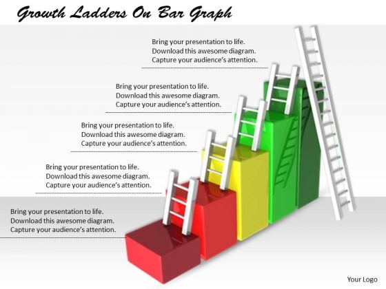 Stock Photo Business Strategy Review Growth Ladders On Bar Graph Icons Stock Photo Business Strategy Review Growth Ladders On Bar Graph Icons