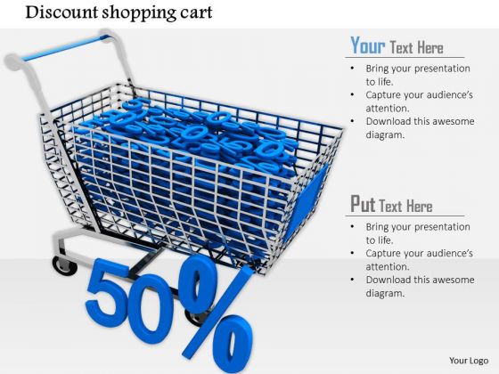 Stock Photo Cart Full With Discount Symbols PowerPoint Slide