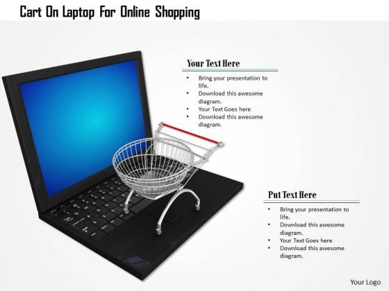 Stock Photo Cart On Laptop For Online Shopping PowerPoint Slide Stock Photo Cart On Laptop For Online Shopping PowerPoint Slide