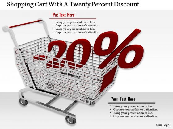 Stock Photo Cart With Twenty Percent Discount PowerPoint Slide Stock Photo Cart With Twenty Percent Discount PowerPoint Slide