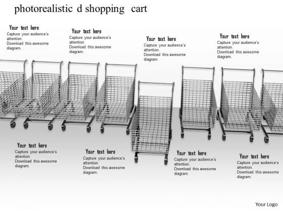 Stock Photo Carts In Line White Background Shopping Concept PowerPoint Slide