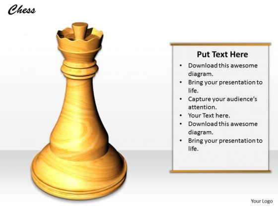 Stock Photo Chess Queen On White Background PowerPoint Slide