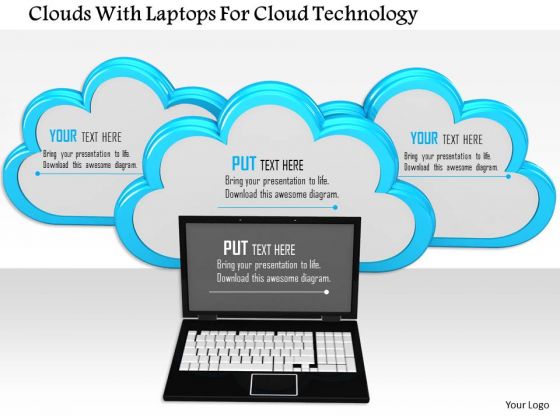 Stock Photo Clouds With Laptops For Cloud Technology PowerPoint Slide Stock Photo Clouds With Laptops For Cloud Technology PowerPoint Slide