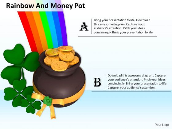 Stock Photo Clover With Pot And Rainbow PowerPoint Slide Stock Photo Clover With Pot And Rainbow PowerPoint Slide
