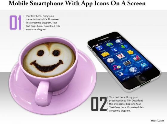 Stock Photo Coffee Cup With Smiley Face And Phone PowerPoint Slide Stock Photo Coffee Cup With Smiley Face And Phone PowerPoint Slide