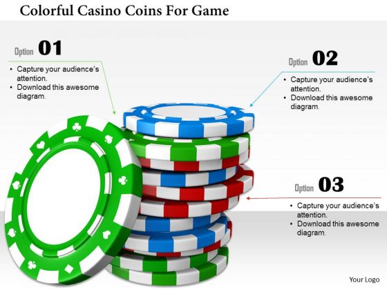 Stock Photo Colorful Casino Coins For Game PowerPoint Slide Stock Photo Colorful Casino Coins For Game PowerPoint Slide
