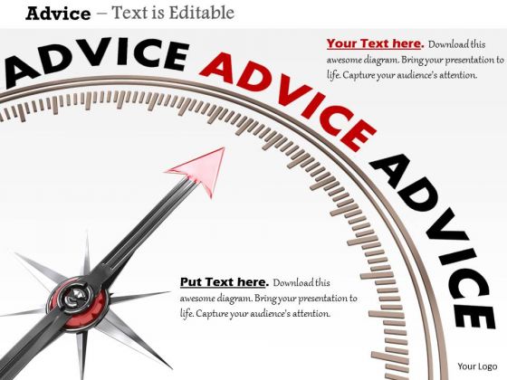 Stock Photo Compass Arrow On Advice Word PowerPoint Slide Stock Photo Compass Arrow On Advice Word PowerPoint Slide