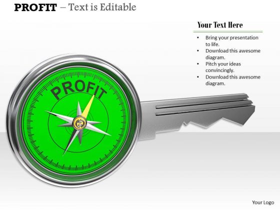 Stock Photo Compass Key Of Profit PowerPoint Slide Stock Photo Compass Key Of Profit PowerPoint Slide