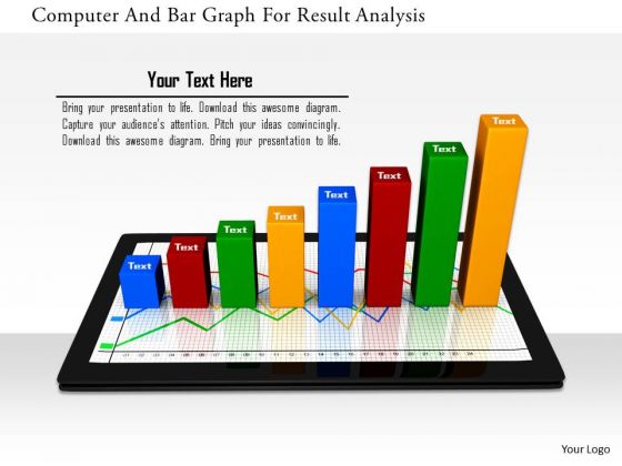 Stock Photo Computer And Bar Graph For Result Analysis PowerPoint Slide Stock Photo Computer And Bar Graph For Result Analysis PowerPoint Slide